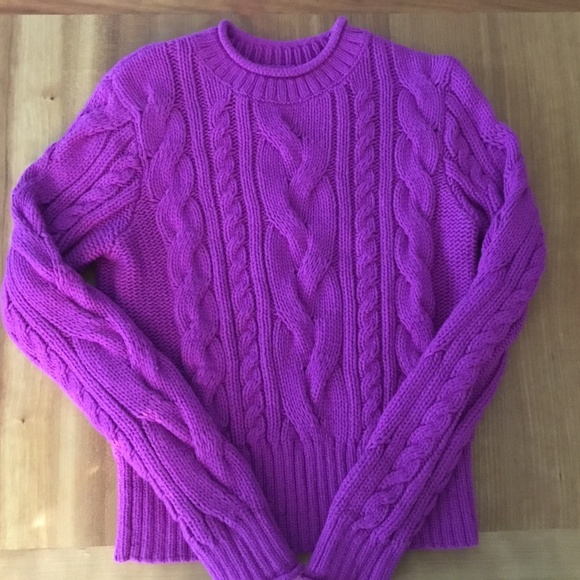 Purple Chunky Cable Knit Sweater 